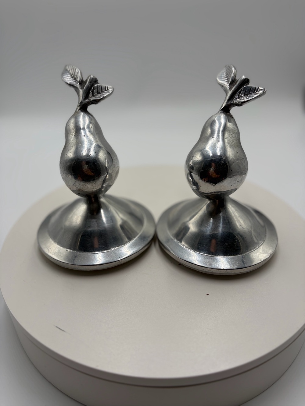 Pair of Silver Pear-Shaped Metal Book Ends